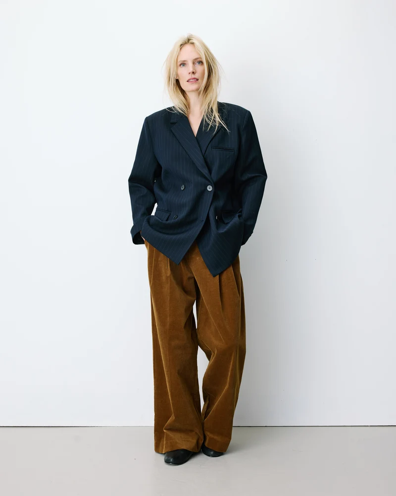 Blazer croisé à rayures marine Auguste