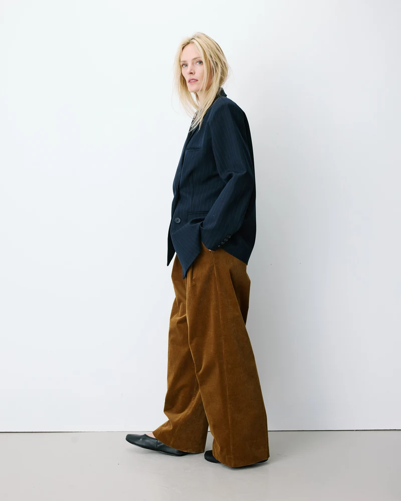 Blazer croisé à rayures marine Auguste