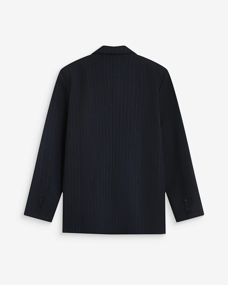Blazer croisé à rayures marine Auguste