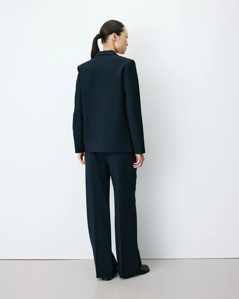 Blazer droit simple boutonnage à poches marine Alarick