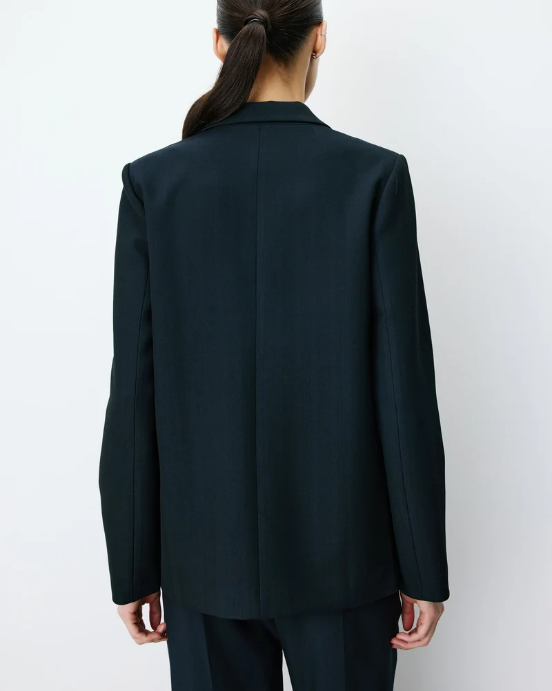 Blazer droit simple boutonnage à poches marine Alarick
