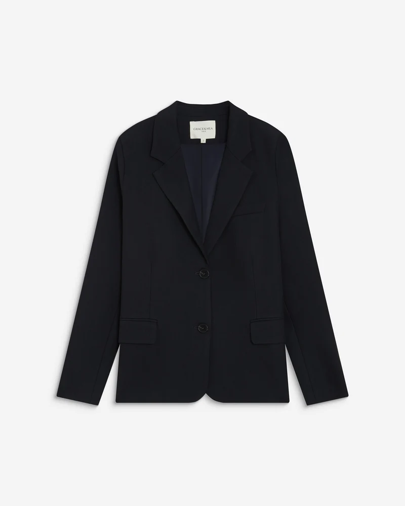 Blazer droit simple boutonnage à poches marine Alarick