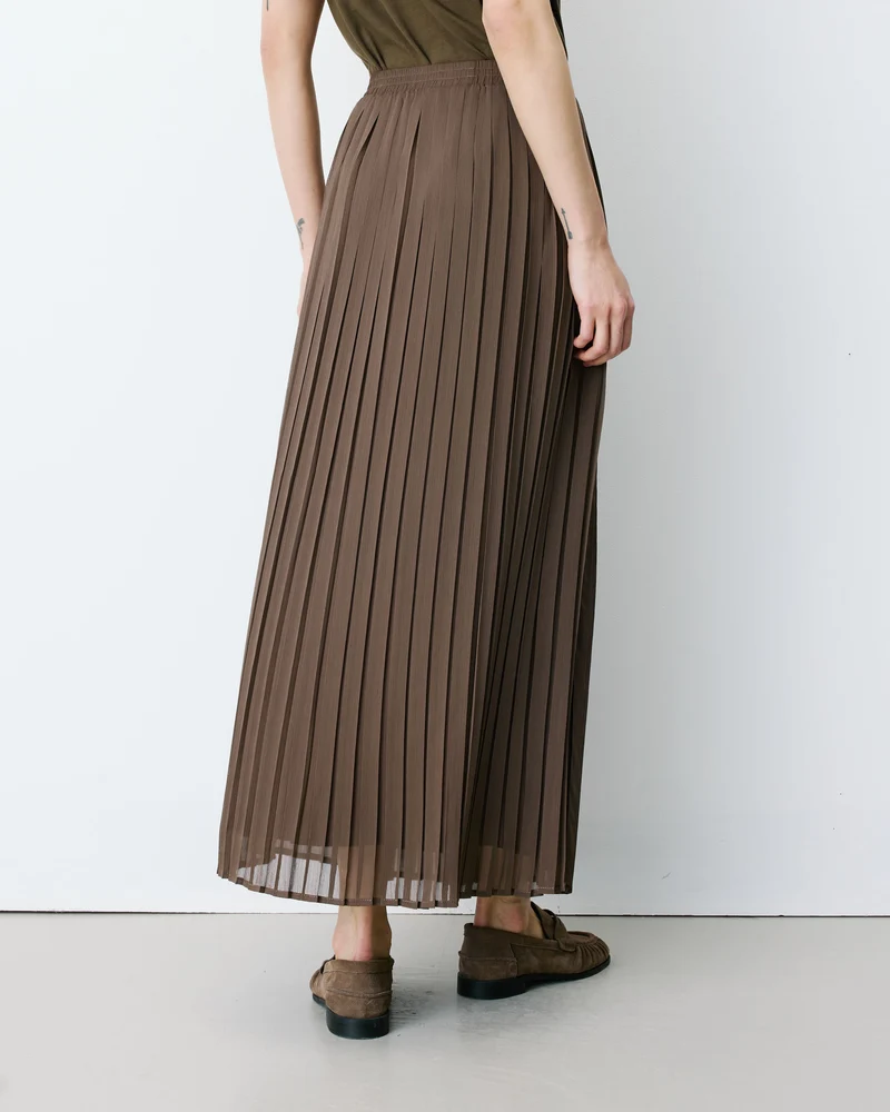 Jupe longue plissée kaki Anissa