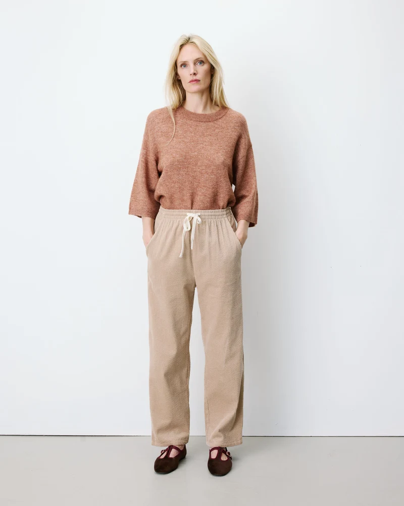 Pantalon velours côtelé taille ajustable beige Liberty