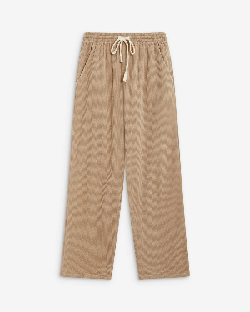 Pantalon velours côtelé taille ajustable beige Liberty