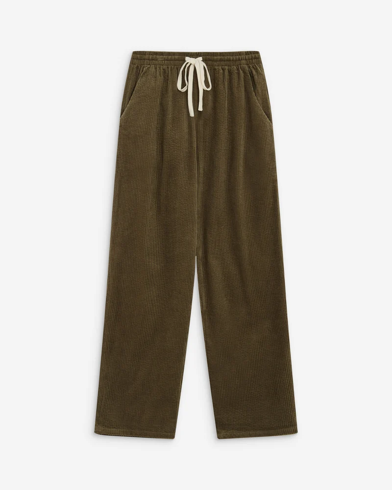 Pantalon velours côtelé taille ajustable kaki Liberty