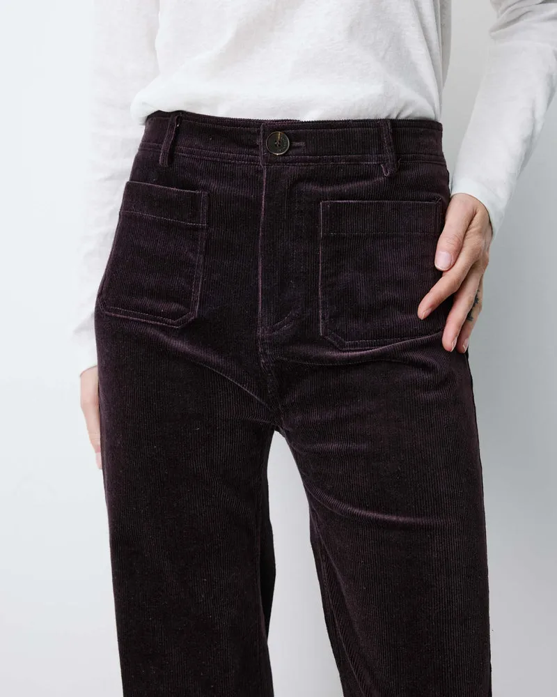 Pantalon droit velours côtelé aubergine Alban