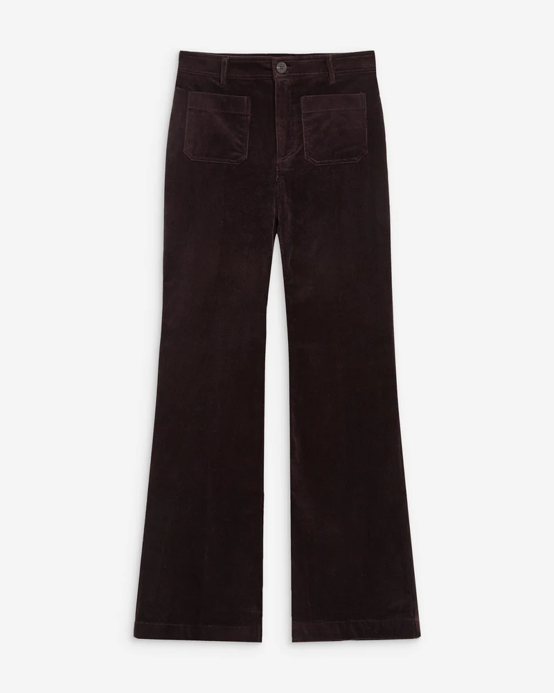 Pantalon droit velours côtelé aubergine Alban