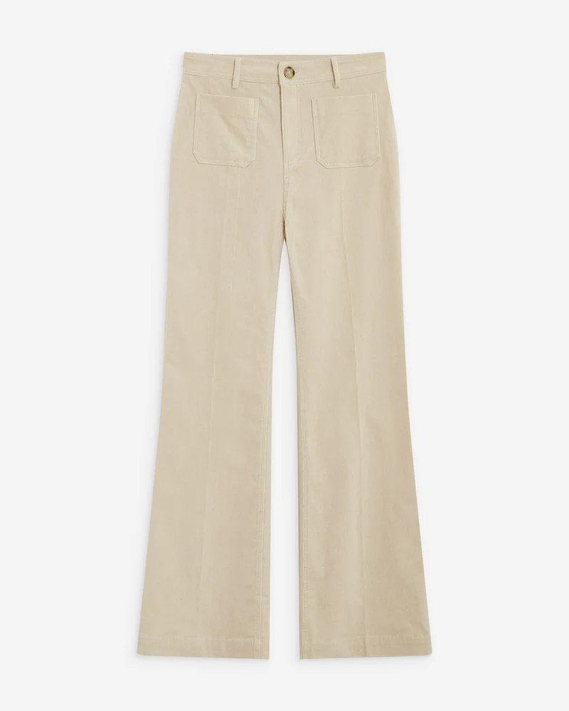 Pantalon droit velours côtelé ecru Alban