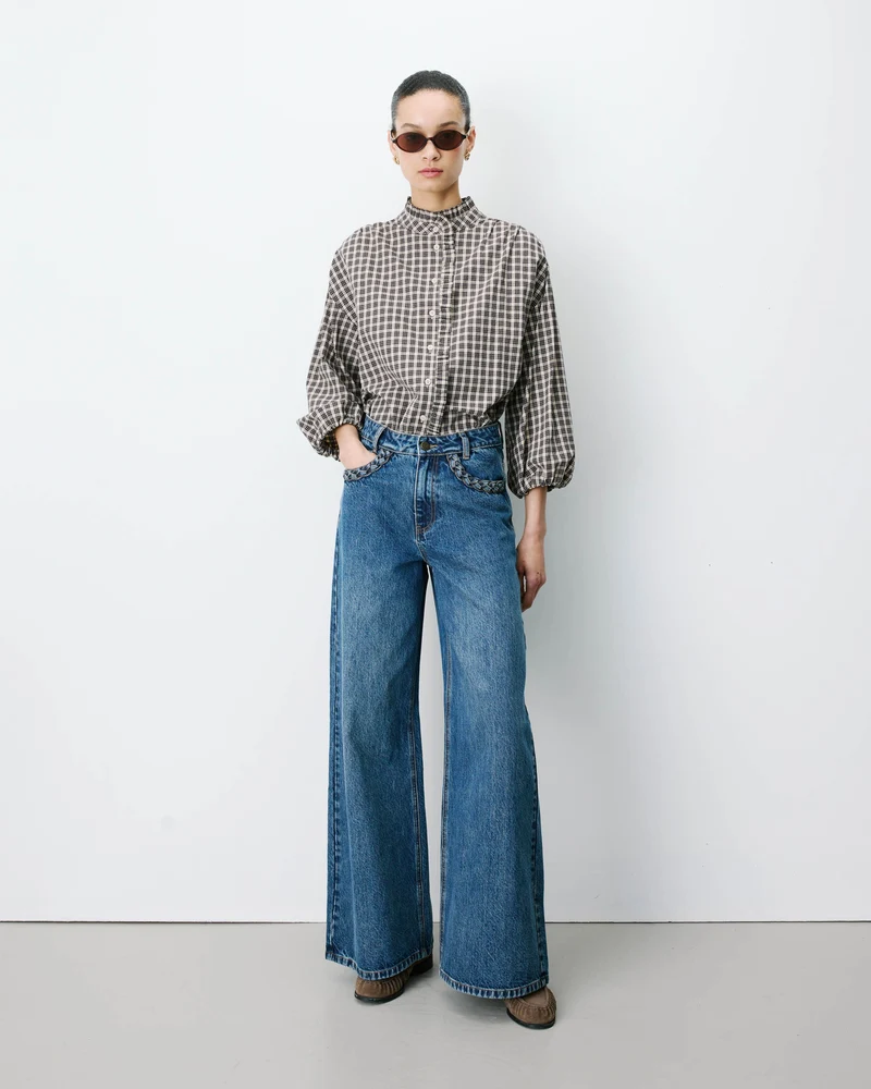 Jean jambe large poches tressées vintageblue Julian