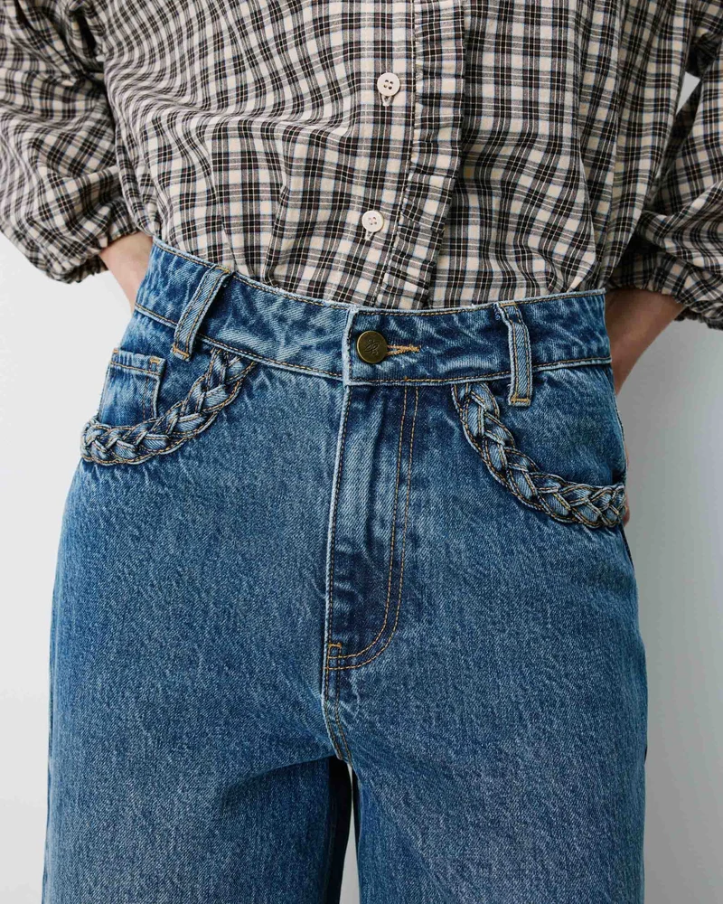 Jean jambe large poches tressées vintageblue Julian