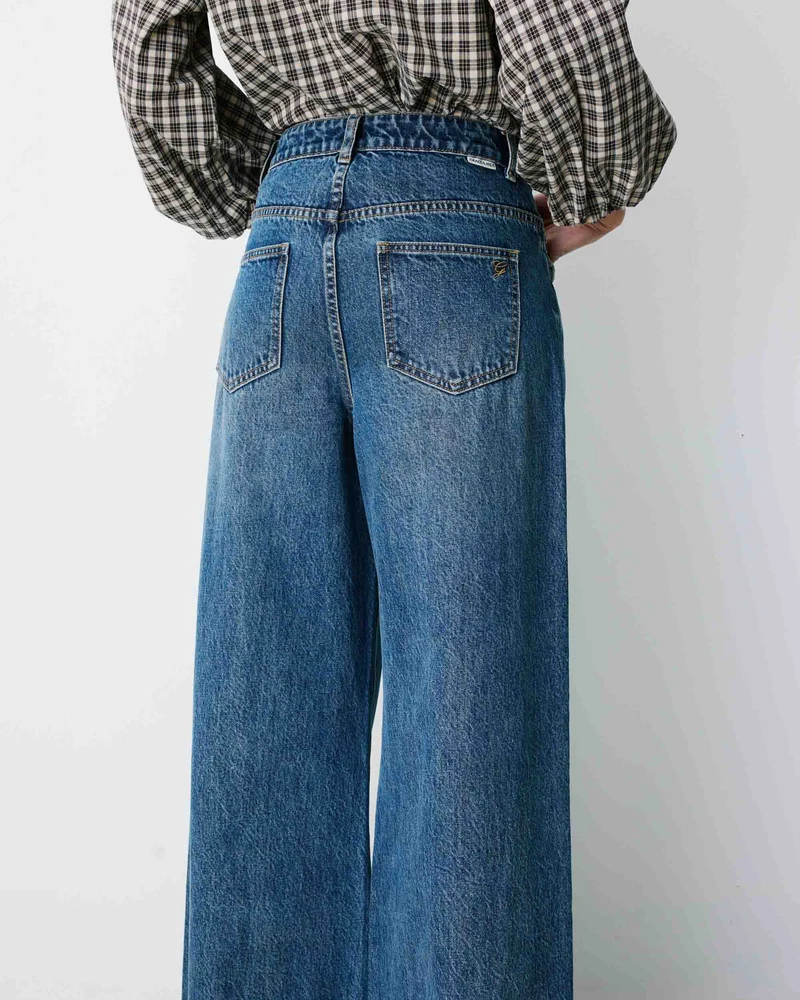 Jean jambe large poches tressées vintageblue Julian