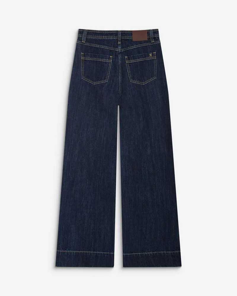 Jean droit taille haute poches plaquées darkblue Jacob