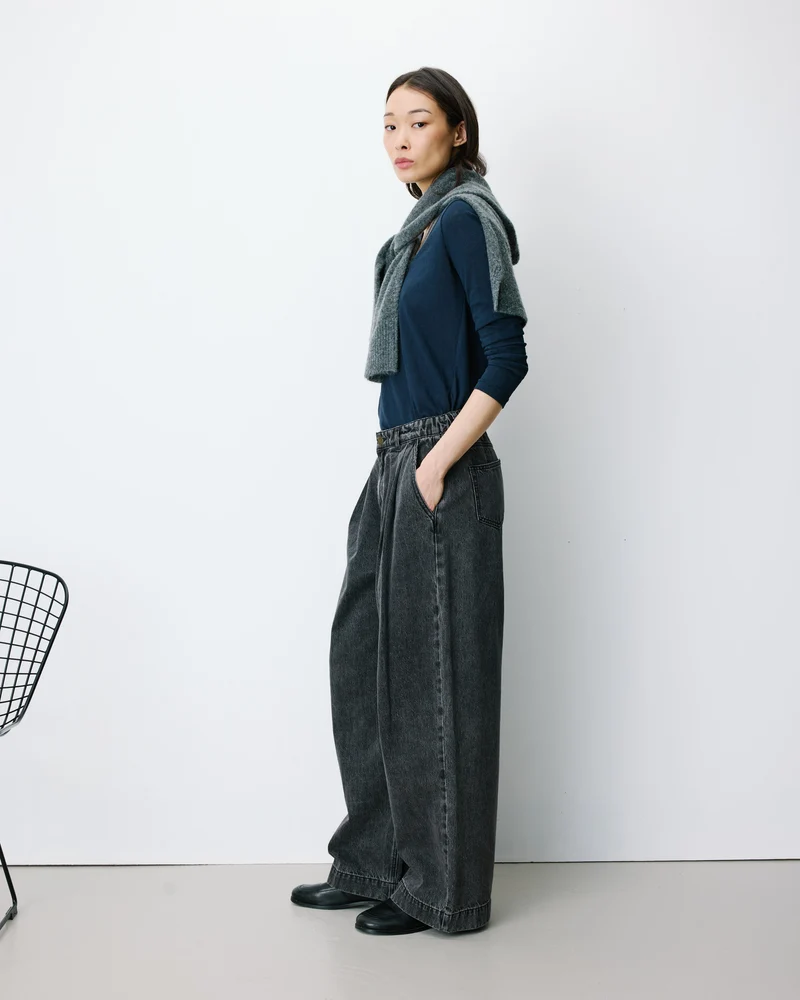 Jean baggy taille mi haute blackwashed John