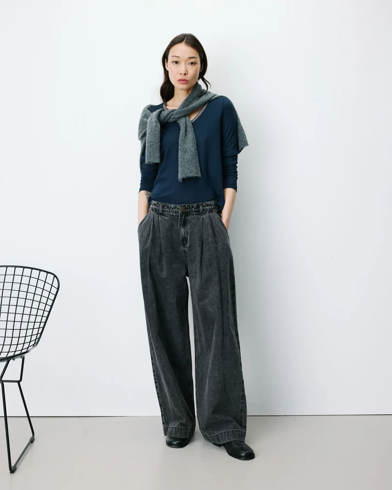 Jean baggy taille mi haute blackwashed John