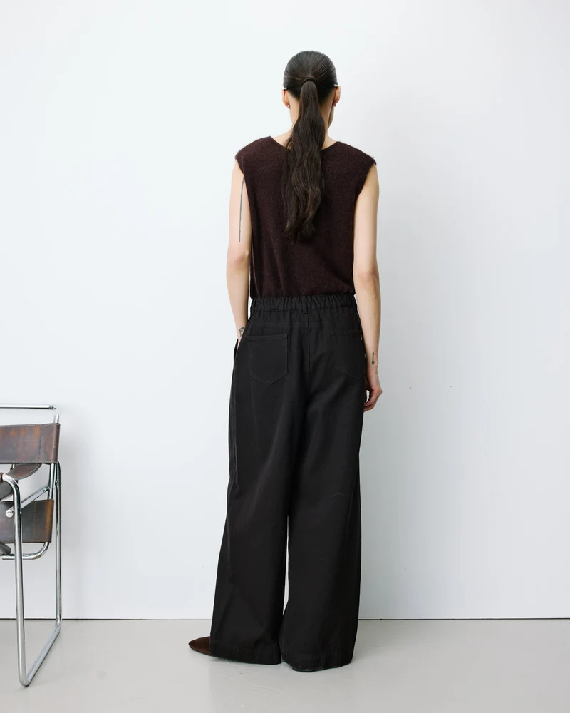 Jean baggy taille mi haute chocolat John