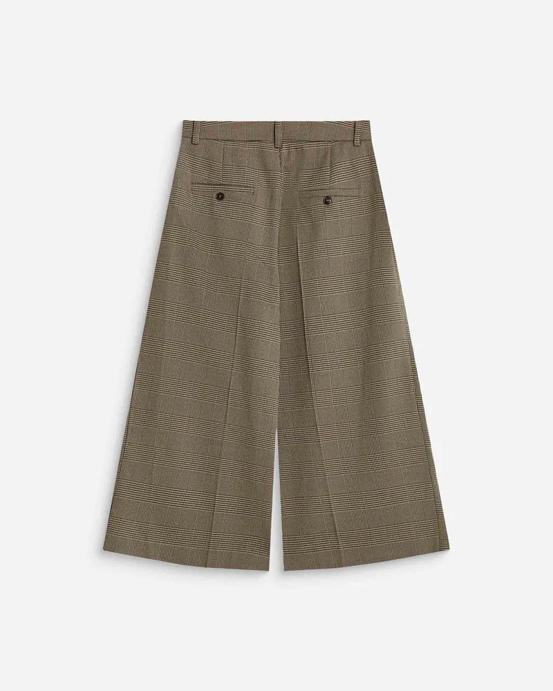 Pantalon jupe-culotte prince de Galles beige Arnold