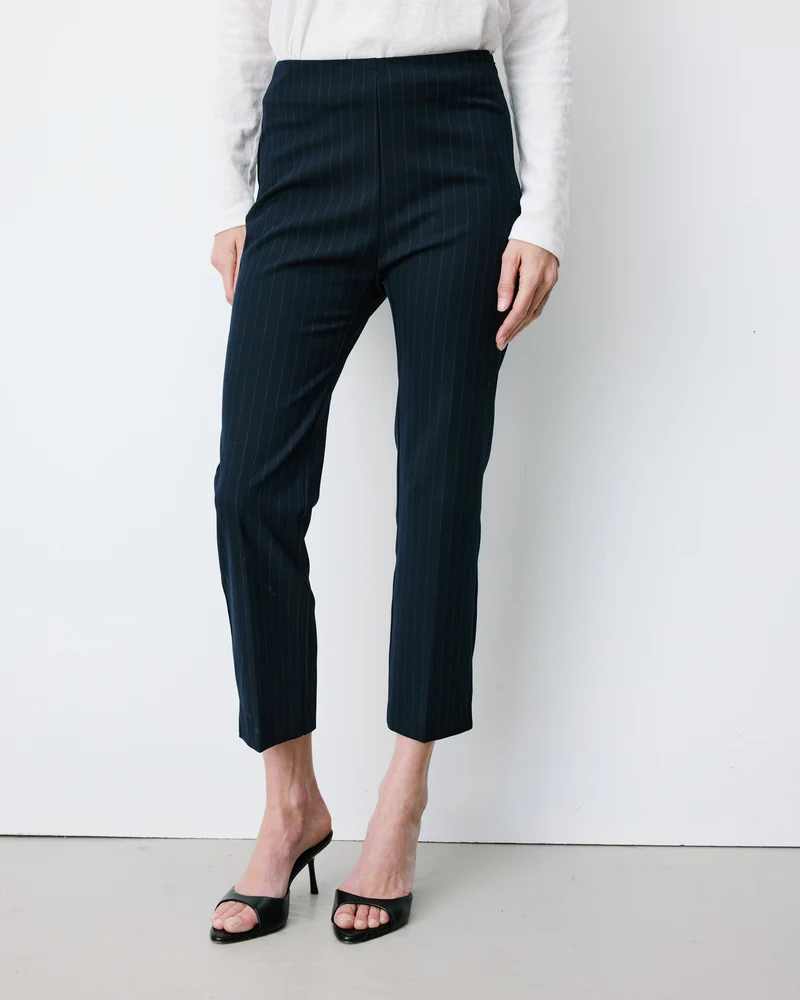Pantalon capri ajusté à rayures marine Adrian