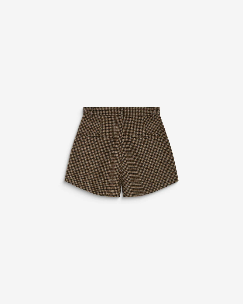Short tailleur pied-de-poule taille haute coffee Arsenio