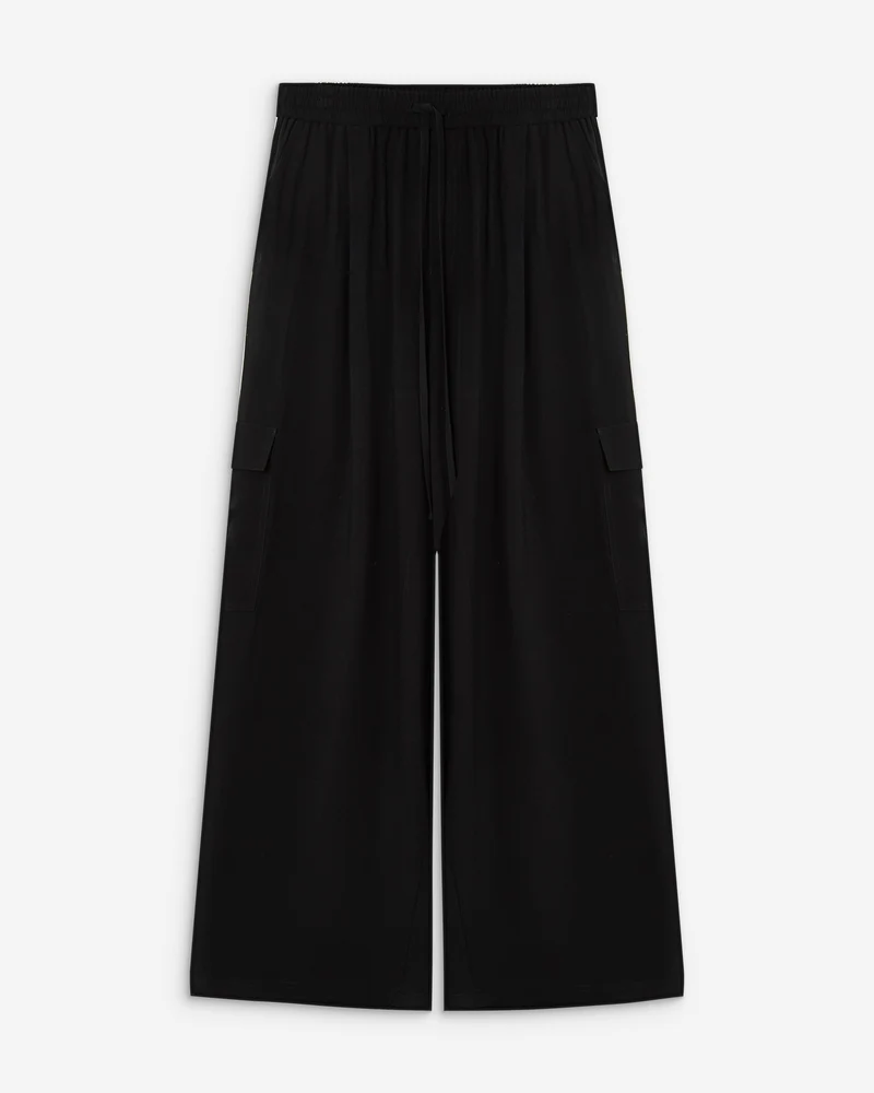 Pantalon cargo oversize taille haute noir Anvar