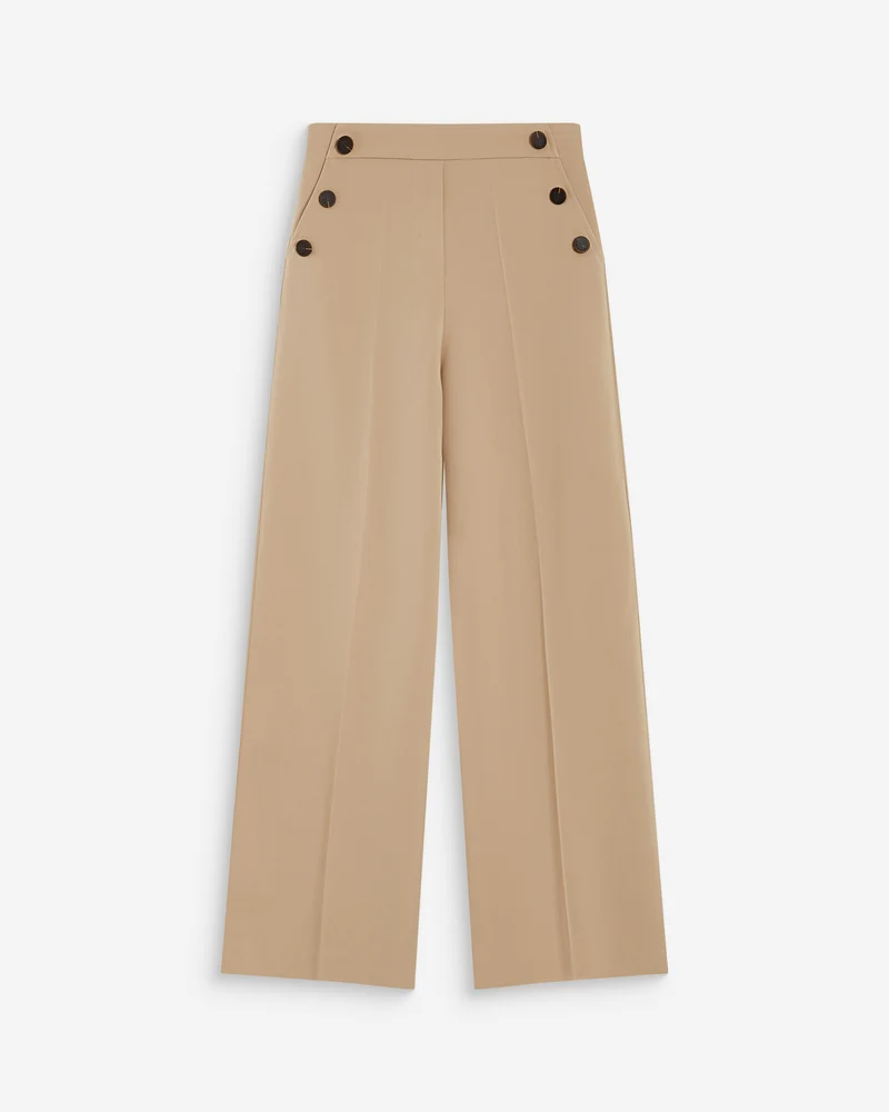Pantalon tailleur large taille haute beige Alexander