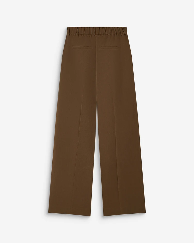 Pantalon tailleur large taille haute kaki Alexander