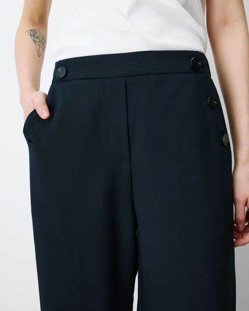 Pantalon tailleur large taille haute marine Alexander