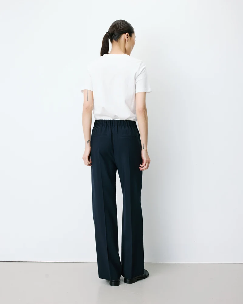 Pantalon tailleur large taille haute marine Alexander