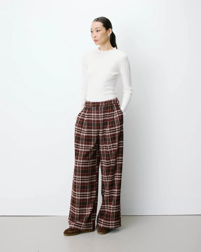 Pantalon tailleur oversize à carreaux cherry Arenzo