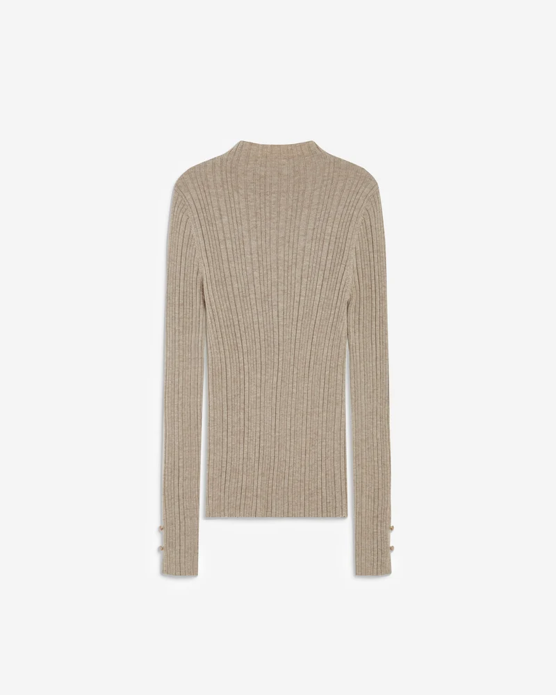 Pull maille fine près du corps col montant mocha Aloe