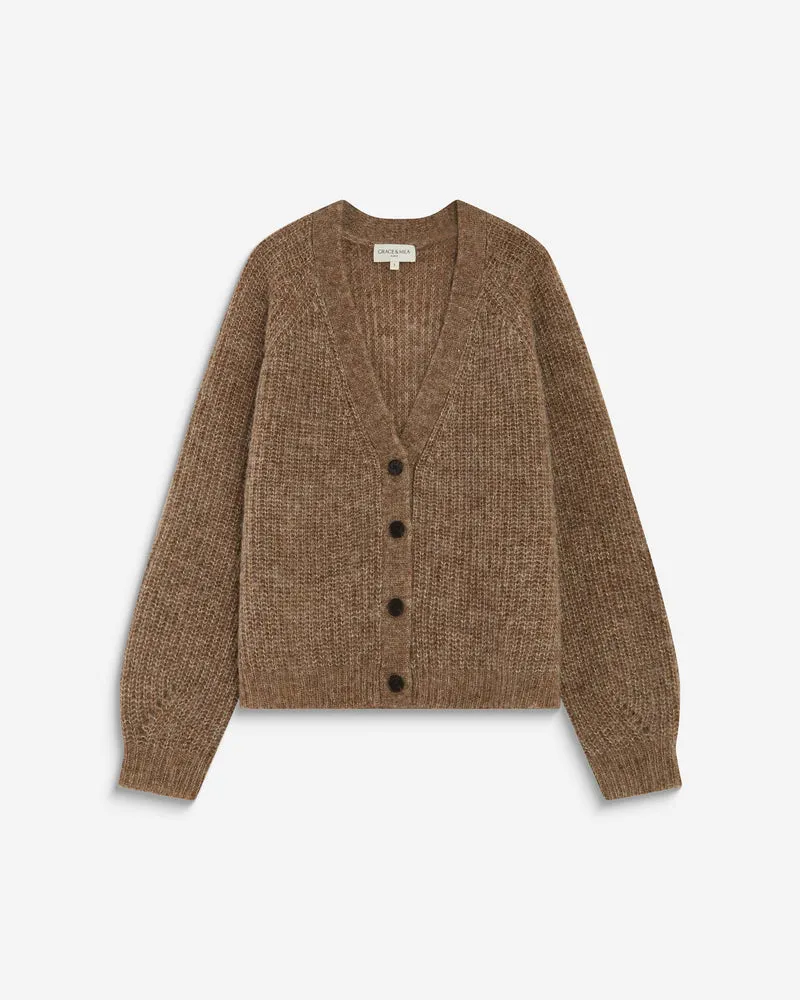 Cardigan oversize manches longues mocha Saluda