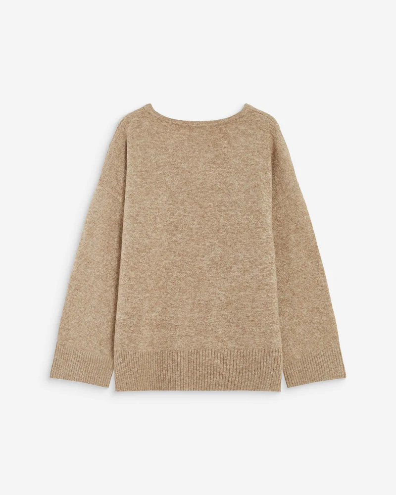 Pull ample col V en maille lurex sable Salvador