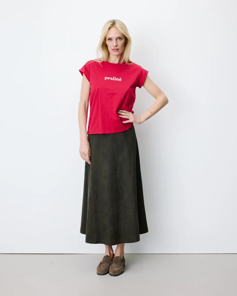 T-shirt en coton manches courtes à inscription rouge Atlas