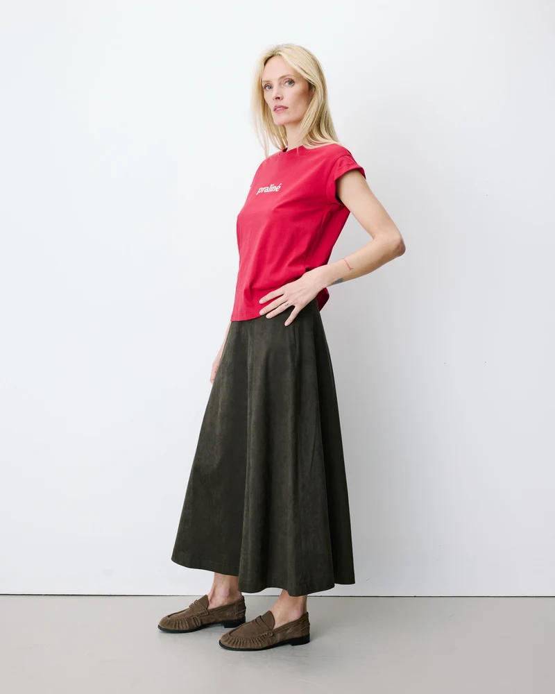 T-shirt en coton manches courtes à inscription rouge Atlas