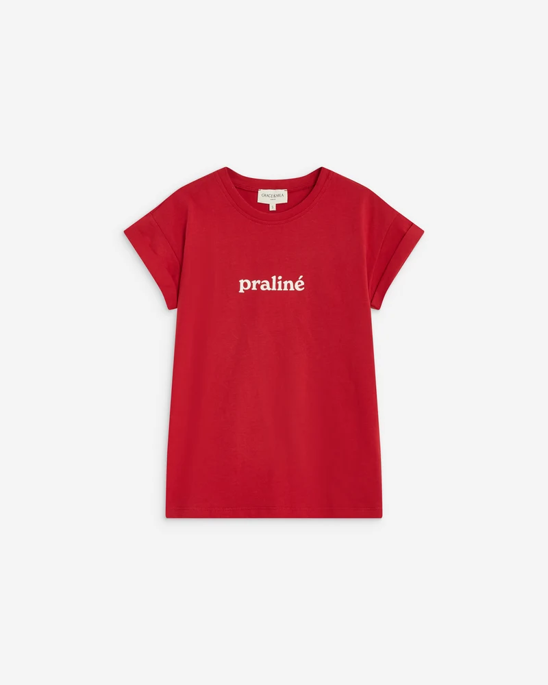 T-shirt en coton manches courtes à inscription rouge Atlas