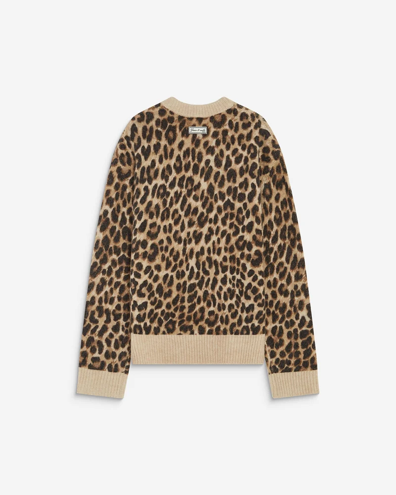 Pull manches longues col rond à motif leo Alexiel