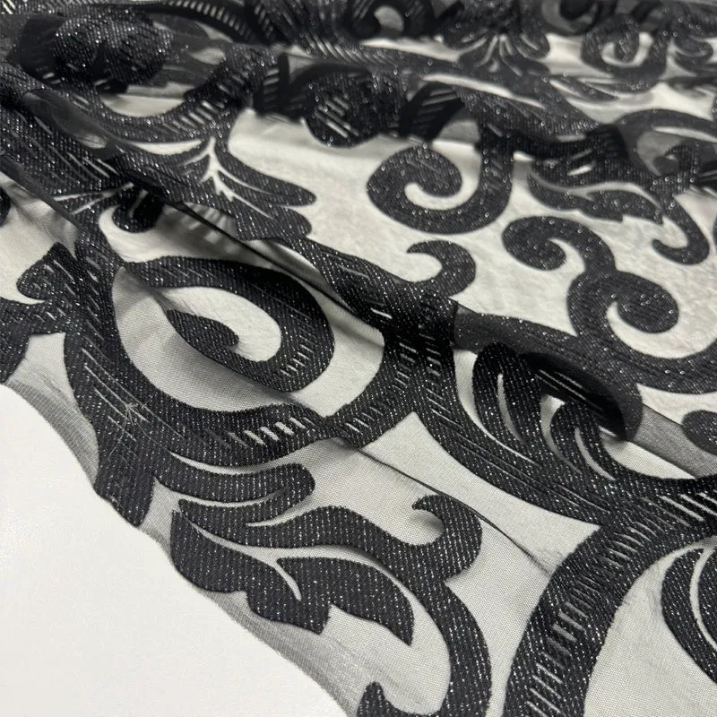 Tissu Dentelle Tulle Brodé - Métallisé, Aureliano