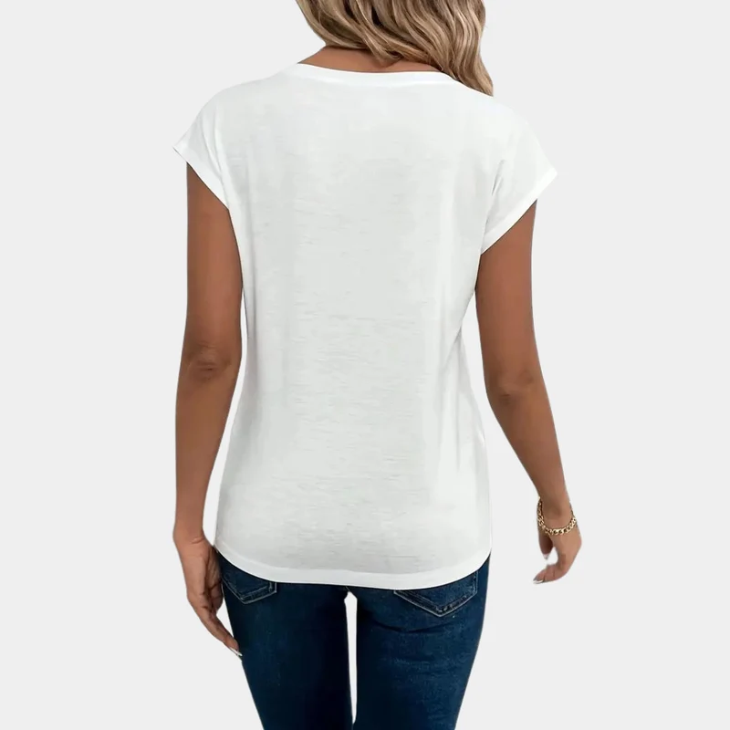 Nahla T-shirt Femme – Col V, Tissu Léger & Respirant pour Confort Quotidien
