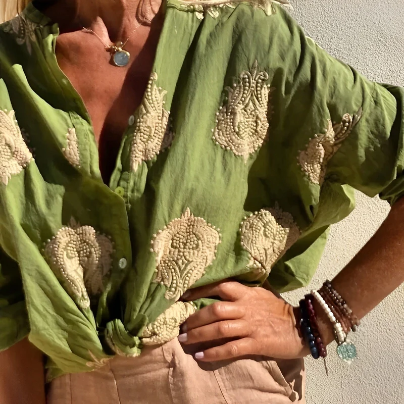 Blouse Bohème Femme Agnes – Haut Estival Léger avec Coupe Décontractée et Style Féminin Boho