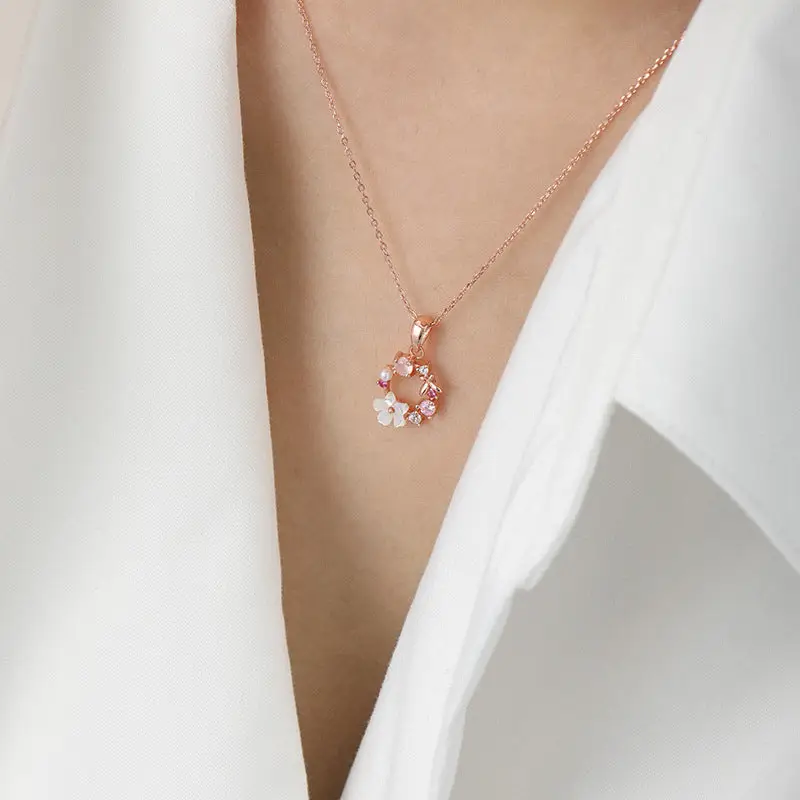 Collier Pendentif Rose Fleur