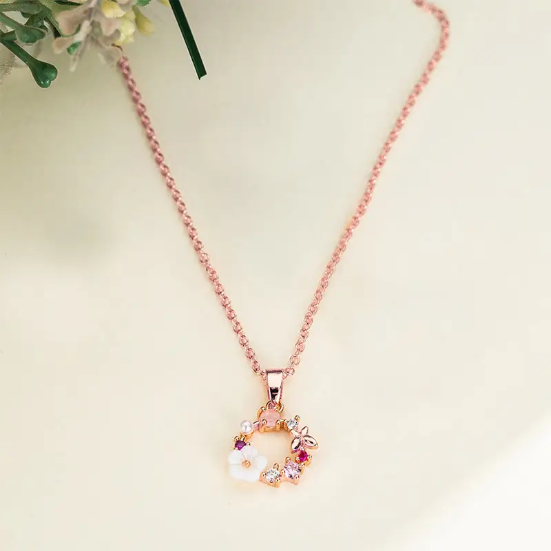 Collier Pendentif Rose Fleur
