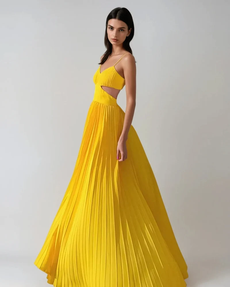 Robe Longue Jaune Ajourée - Marion