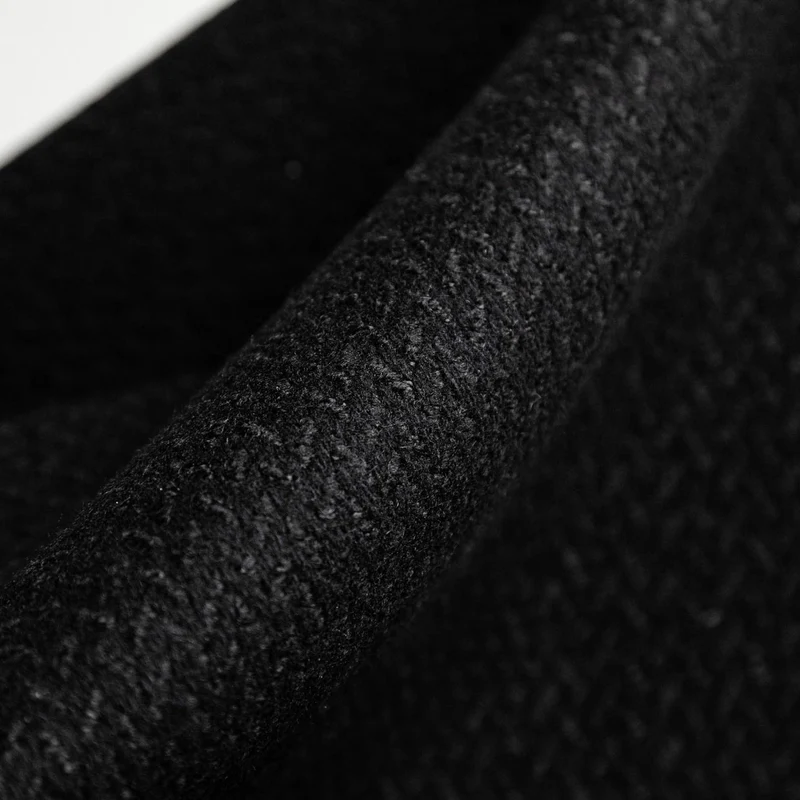 Laine pour manteau | Chevrons ton sur ton noirs