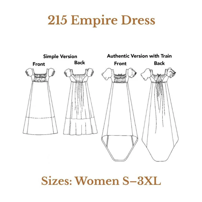 PATRON DE COUTURE PDF | 215 Robe Empire | Folkwear