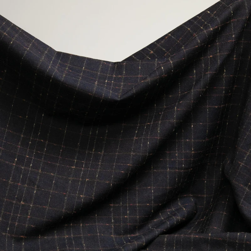 Tissu de Laine Tissée Léger | Carreaux Fenêtre Tissés Teints | 100 % Laine