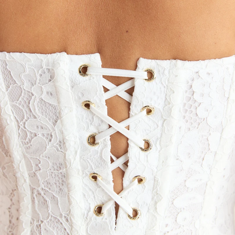 Robe Corset en Dentelle - Blanc