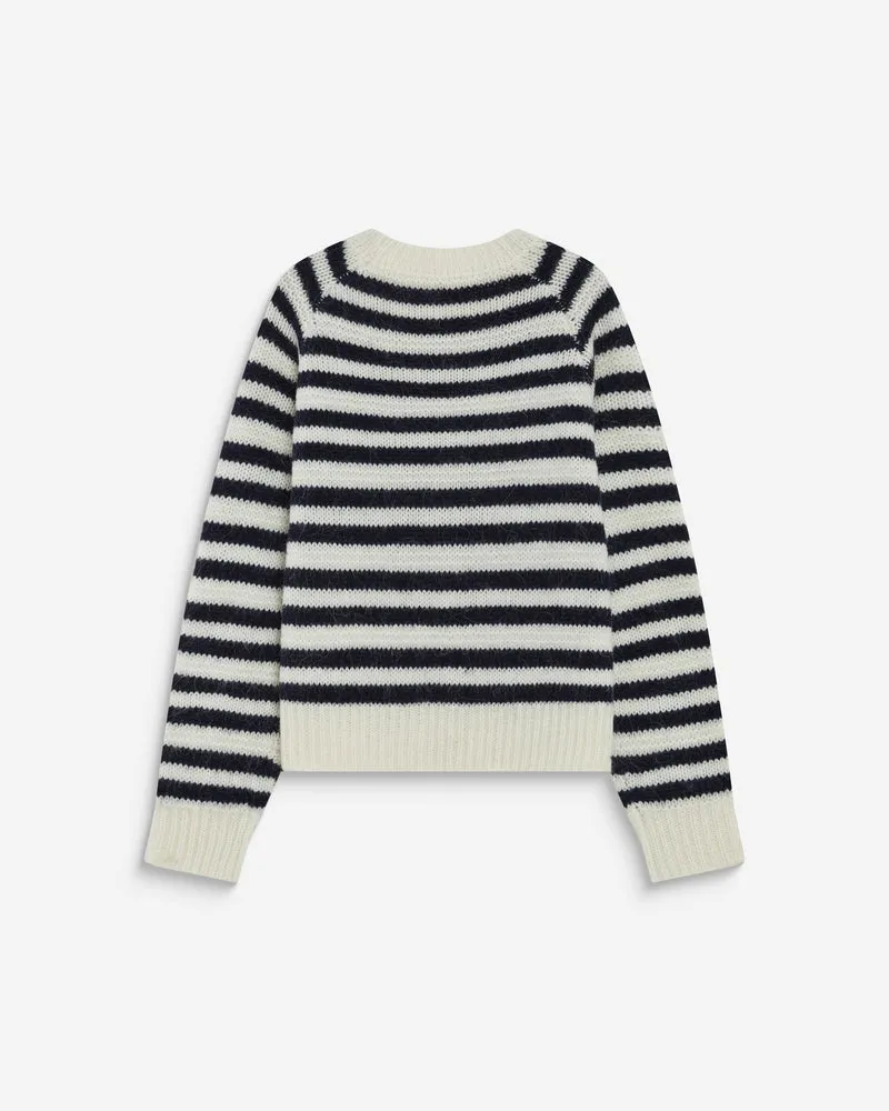 Pull à rayures en alpaga et laine mélangée marine Aimond