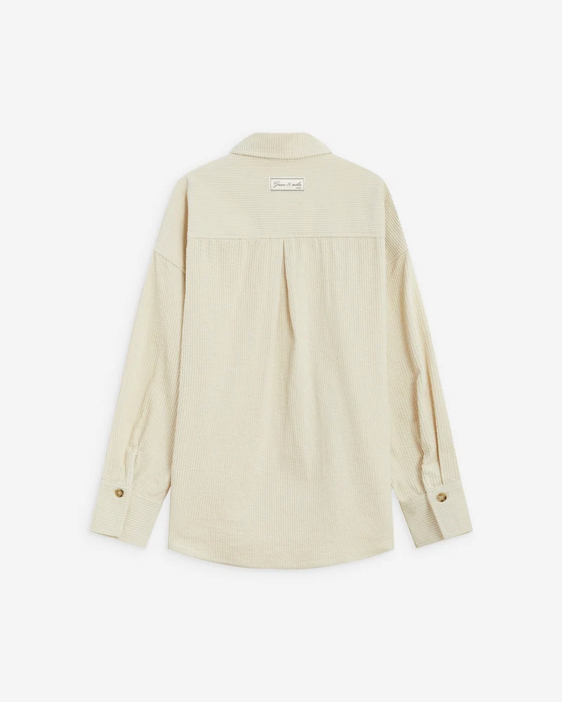 Chemise oversize en velours côtelé ecru Ange