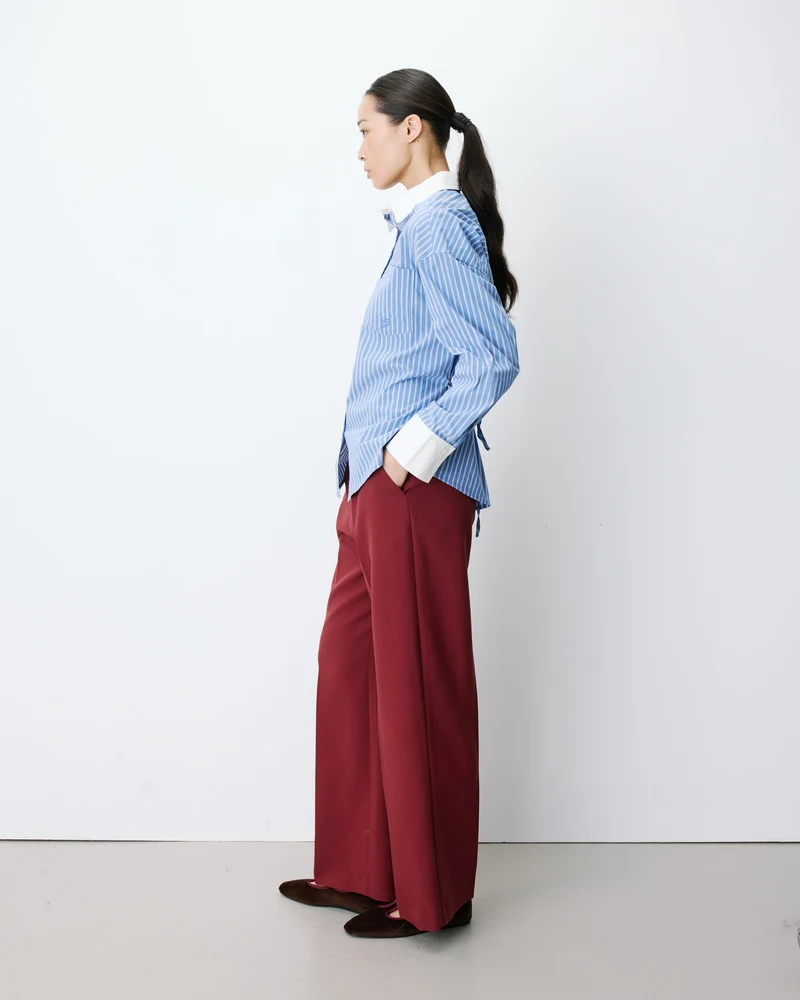 Chemise rayée oversize lien à nouer au dos bleuet Aubrey