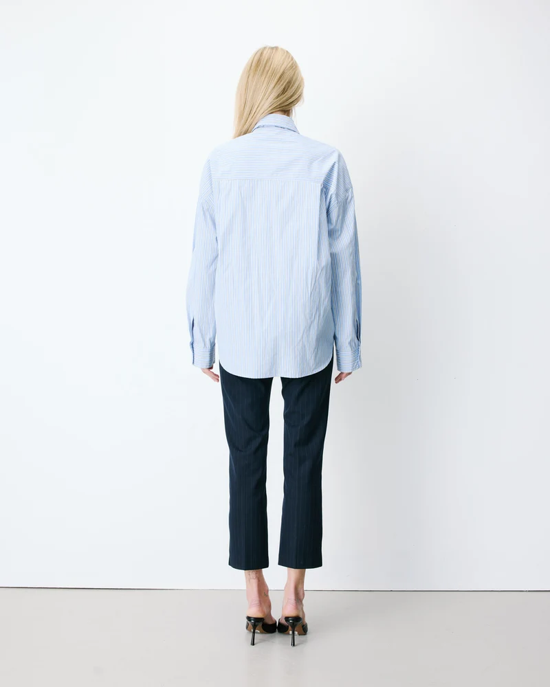 Chemise rayée oversize à cravate amovible ciel Athena